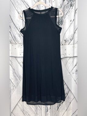 Neiman Marcus Black Dress with Mesh Trim L
